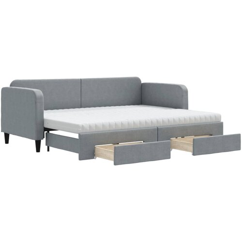 vidaXL izvlečna dnevna postelja s predali svetlo siva 80x200 cm blago, (20936502) Cene