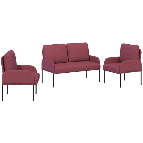 vidaXL Setovi sofa 3 pcs Vinska crvena 115 x 56 x 80 cm &Scaron;perploča - boja crnog vina Cijene