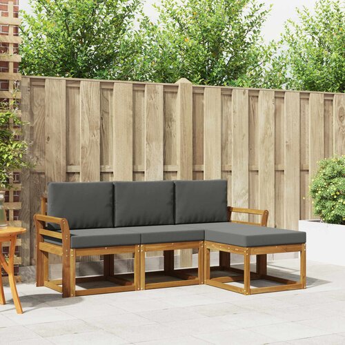  Set vanjskih sofa 4 kom. Prirodna i antracit Smeđa 194 x 122,5 x 73 cm Slike