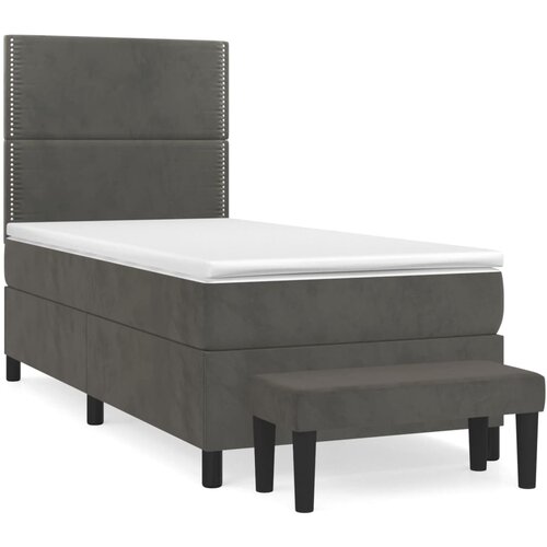 Maison Chic Box spring postelja - Vzmetna postelja z vzmetnico temno siv 90x190 cm žamet SL7948, (21906715) Slike