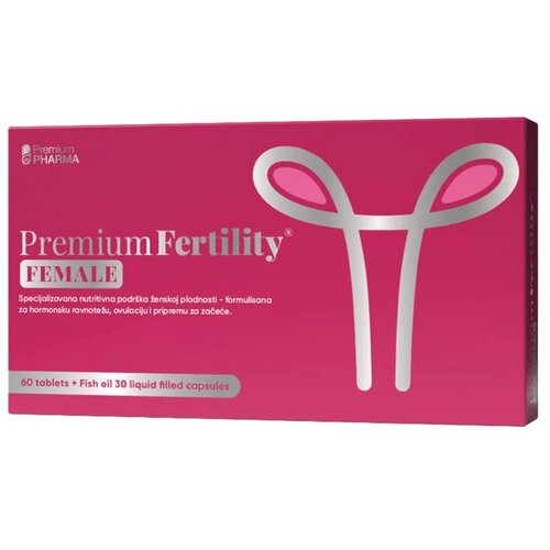 Premium Pharma Tablete plodnost i hormonsku ravnotežu Premium Fertility, 60 tableta i 30 kapsula Slike