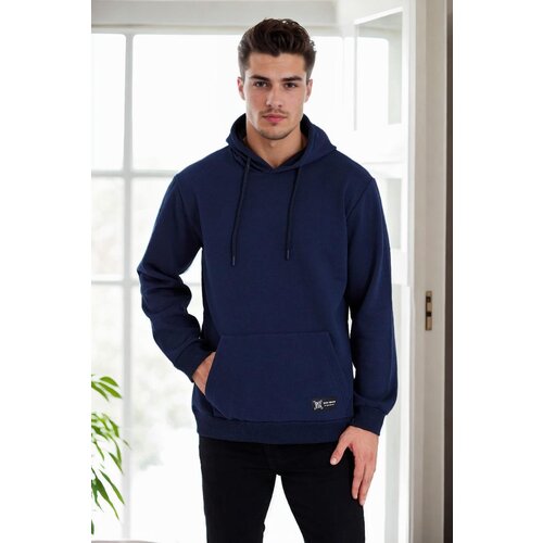 Dewberry 34605 Kangaroo Pocket Hoody Mens Sweatshirt-NAVY Cene