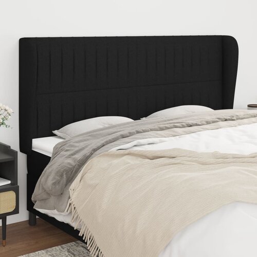  Uzglavlje s u&amp;scaron;ima crno 163x23x118/128 cm od tkanine Slike