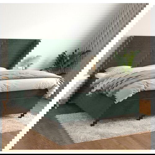 vidaXL Box spring postelja z vzmetnico temno zelena 140x200 Cene