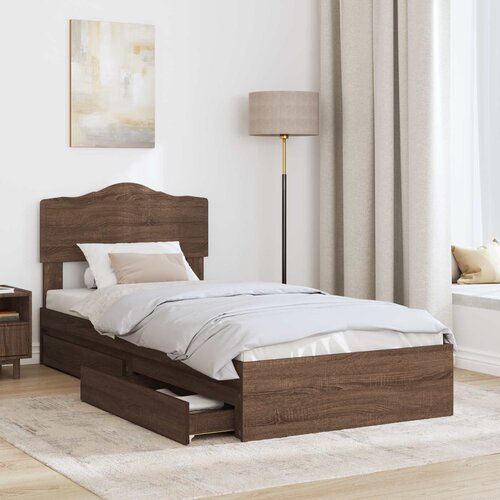  Krevet s od storage Smeđi hrast 70 x 190 cm Konstruirano drvo Slike