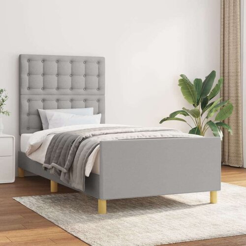  Posteljni okvir z vzglavjem svetlo siv 100x200 cm blago, (20906559) Slike