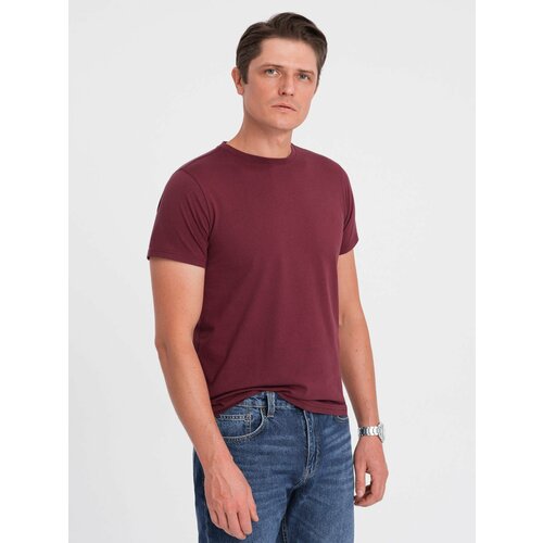 Ombre Men's classic cotton BASIC T-shirt - maroon Slike