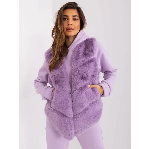 Fashion Hunters Light purple women's faux fur vest
