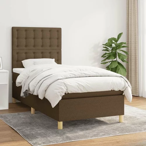  Box spring postelja z vzmetnico temno rjava 90x200 cm blago, (20901170)