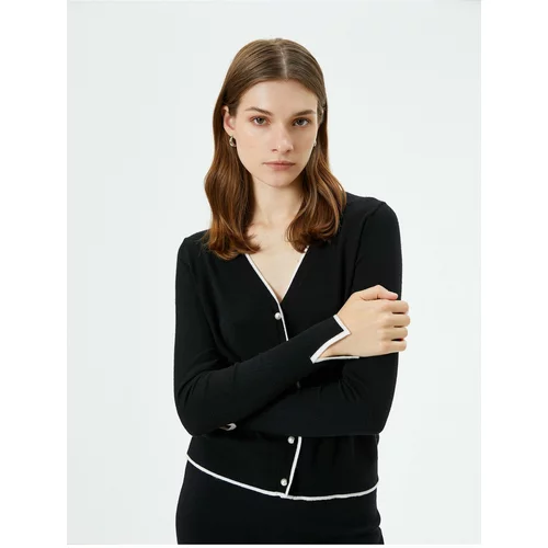 Koton Knitwear Sweater V Neck Pearl Buttoned