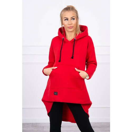 Kesi Reinforced sweatshirt with a long back and hood in red Slike