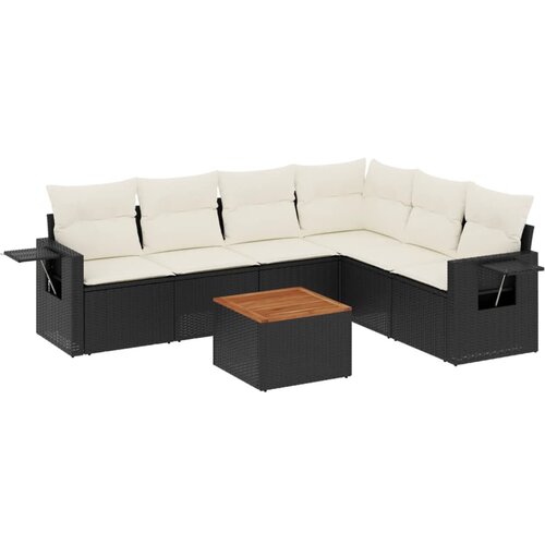 Maison Chic Seti vrtnega pohištva - Vrtna garnitura - Vrtni pohištvo set 7-delna z blazinami črn poli ratan, (21801526) Cene