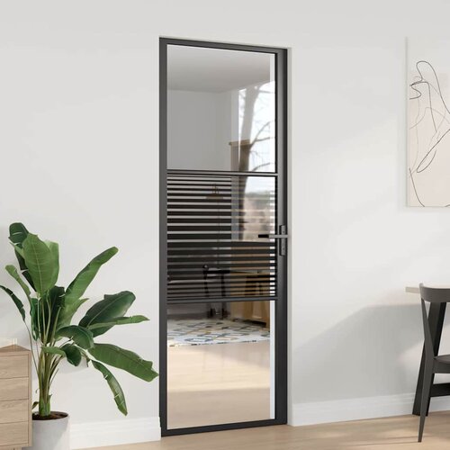VidaXL unutarnja vrata crna 76 x 201.5 cm kaljeno staklo, aluminij Slike