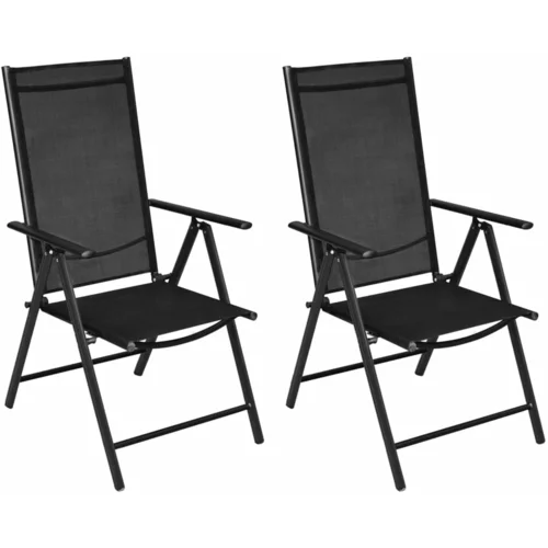 vidaXL Vrtne sklopive stolice 2 kom aluminijum i tekstilen crne