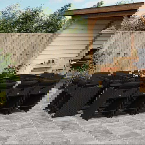  Vrtna garnitura - 13-dijelni vrtni blagovaonski set s jastucima poliratan crni - Crna Stakl 12 Cijene