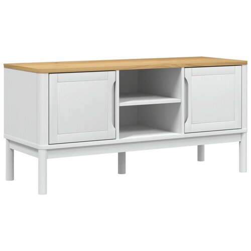 Maison Chic TV omarica - TV stojalo - Televizijska omarica FLORO bela 114x43x55 cm trdna borovina, (21701539) Cene