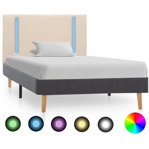  Okvir za krevet od tkanine LED krem i tamnosivi 100 x 200 cm Slike