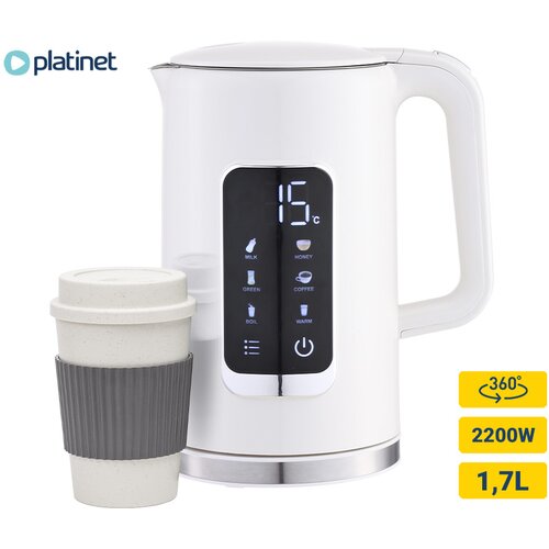 Platinet PEKR723 grelnik vode, 1.7L, 2200W, digitalni zaslon, 5 stopenj, funkcija keep warm, varnostne zaščite, samodejni izklop, 360° podstavek, +gratis skodelica, (21591856) Cene