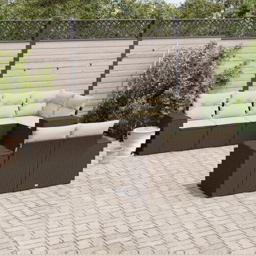 VidaXL 7-dijelni set vrtnih sofa od poliratana s jastucima smeđi Slike