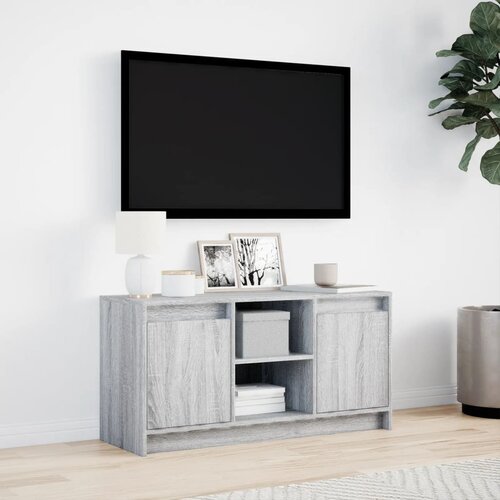  TV ormarić s LED svjetlima boja hrasta 100x34x50 cm drveni Siva Slike