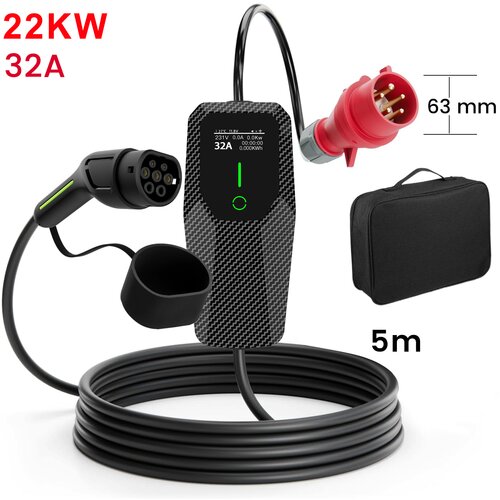 JUNSUN polnilnik za električna vozila, trifazni način 2, 22KW polnilna pištola, nastavljiva 8A/10A/13A/16A/20A/24A/32A, 5m kabel, (22127997) Cene