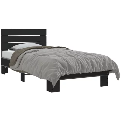  Okvir za krevet crni 75 x 190 cm od konstruiranog drvo i metal