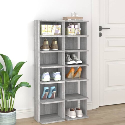 The Living Store regal za čevlje 2 kosa sivi sonoma 27,5x27x102cm inženirski les - regal za čevlje, (21485608) Cene