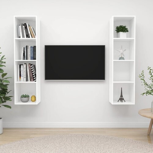  Zidni TV ormarići 2 kom bijeli od konstruiranog drva Cene