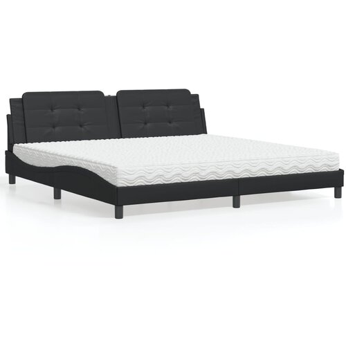  The Living Store Postelja z vzmetnico črna 200x200 cm umetno usnje - Postelja, (21498897) Cene