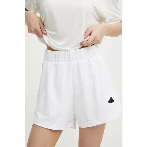 Adidas Kratke hlače Z.N.E za žene, boja: bijela, s aplikacijom, visoki struk, IN9481
