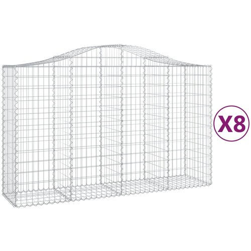 vidaXL Obokane gabion košare 8 kosov 200x50x120/140cm pocinkano železo, (20757927) Cene