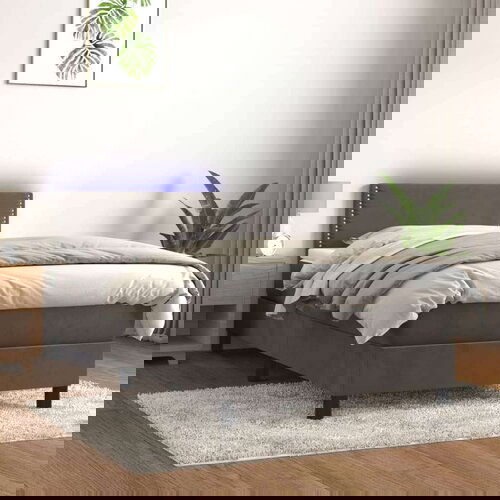  Box spring s madracem LED tamnosivi 80 x 200 cm baršun Cijene