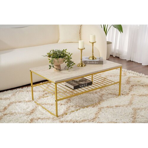 Hanah home asude - gold, marble goldmarble coffee table Cene