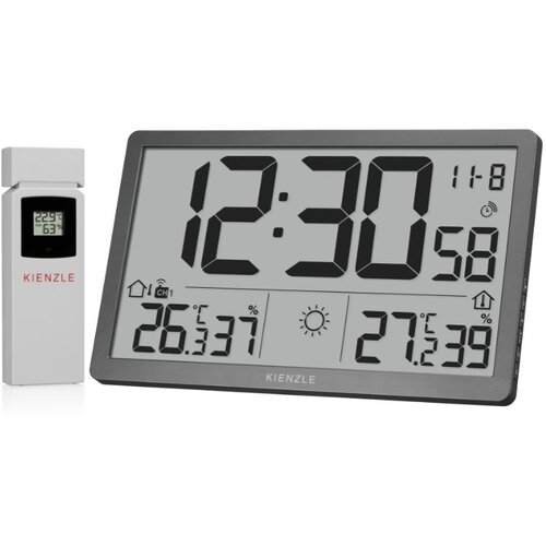 KIENZLE Jumbo NEO LCD Weather Wall Clock grey Slike