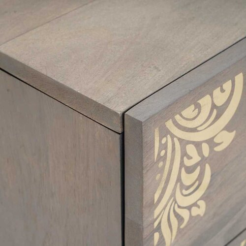  Noćni ormar s ladicama Siva 40 x 33 x 46 cm Čvrsto drvo manga Slike