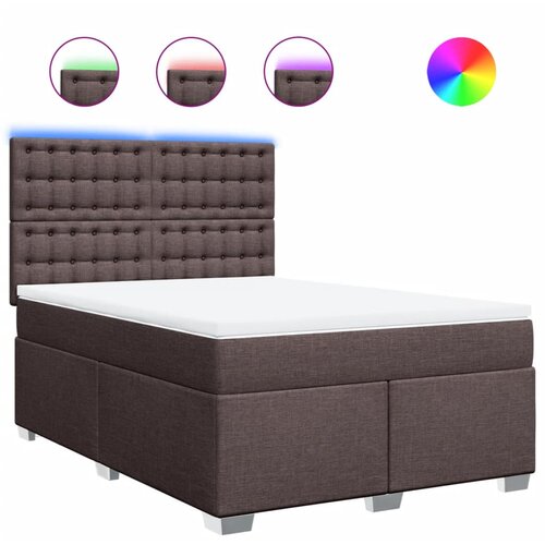 VidaXL Box spring postelja z vzmetnico temno rjava 140x200 cm blago, (21321486) Slike