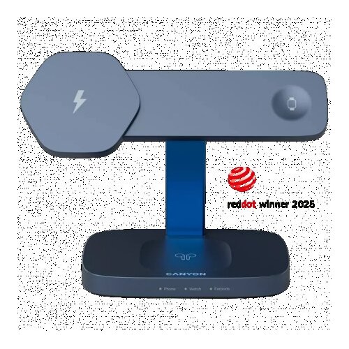 Canyon Wireless Charging Station Hexagon 310 3in1 DarkGrey/Blue ( CNS-WCS310DGBL ) Slike