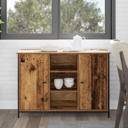 VidaXL Stranica Stara Les 100x35x70 cm Izdelana Les in Jeklo, (22008344) Slike