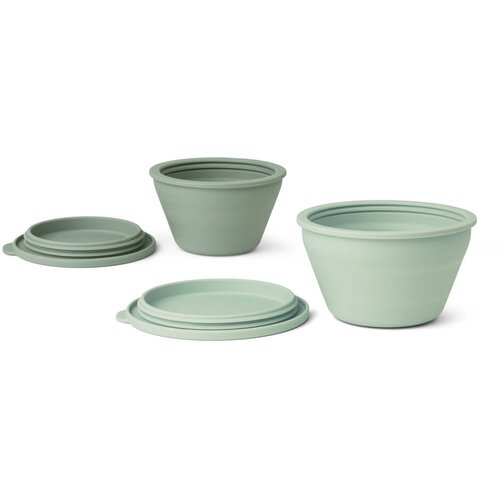 Liewood set 2 zložljivih posodic s pokrovom iz silikona dale dusty mint/faune green mix Cene