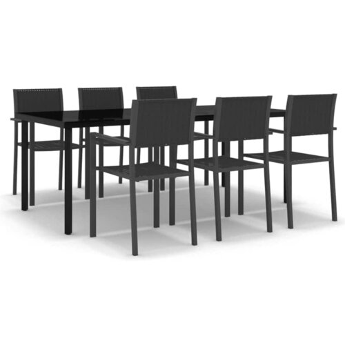  7-dijelni vrtni blagovaonski set crni Crna Dužina stola 140 cm Slike