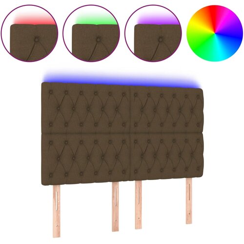 Maison Chic led posteljno vzglavje - vzglavna omarica - nočna omarica temno rjavo 144x7x118/128 cm blago, (21709001) Slike