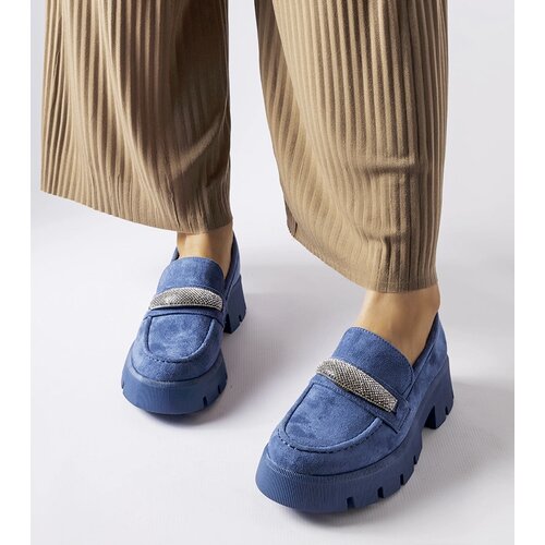 Gemre Blue moccasins with rhinestones Macario Cene
