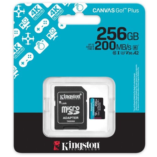 Kingston Memorijska kartica U3 V30 microSDXC 256GB Canvas Go Plus 200MB/s A2 + adapter SDCG4/256GB Cene