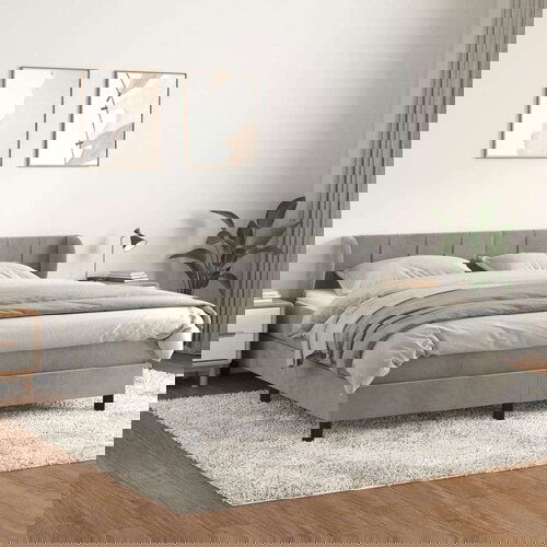  Box spring postelja z vzmetnico svetlo siva 160x200 cm žamet, (20902298) Slike