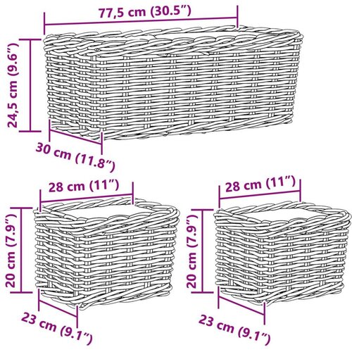  Saksija ko&amp;scaron;arica s pohranom 3 pcs Siva Kubu Ratan - Siva Slike