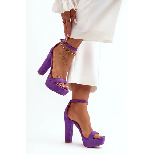 Kesi Comfortable suede sandals with high heels, Purple Essence