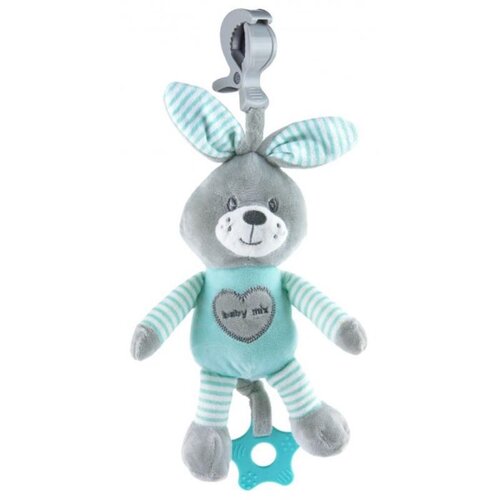 Baby Mix plišana igračka za kolica - glazbeni Zeko Grey & Mint Cene