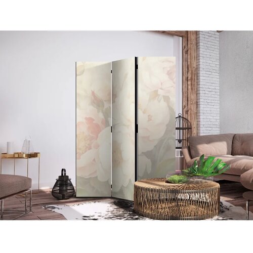  Paravan - Blooming Peonies - Bright Large Flowers Enveloped in White Mist 135x172 Cene