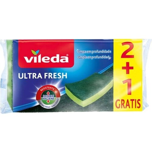 Vileda Ultra Fresh Sunđeri, Abrazivni, Antibakterijski, 3 komada, Zeleni Cene