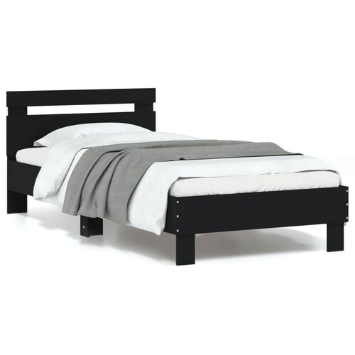 VidaXL Okvir za krevet s uzglavljem i LED svjetlima crni 90x200 cm Slike